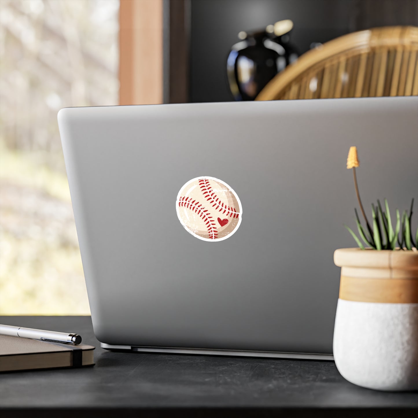 Vintage Baseball Heart Kiss-Cut Stickers for Sports Lovers