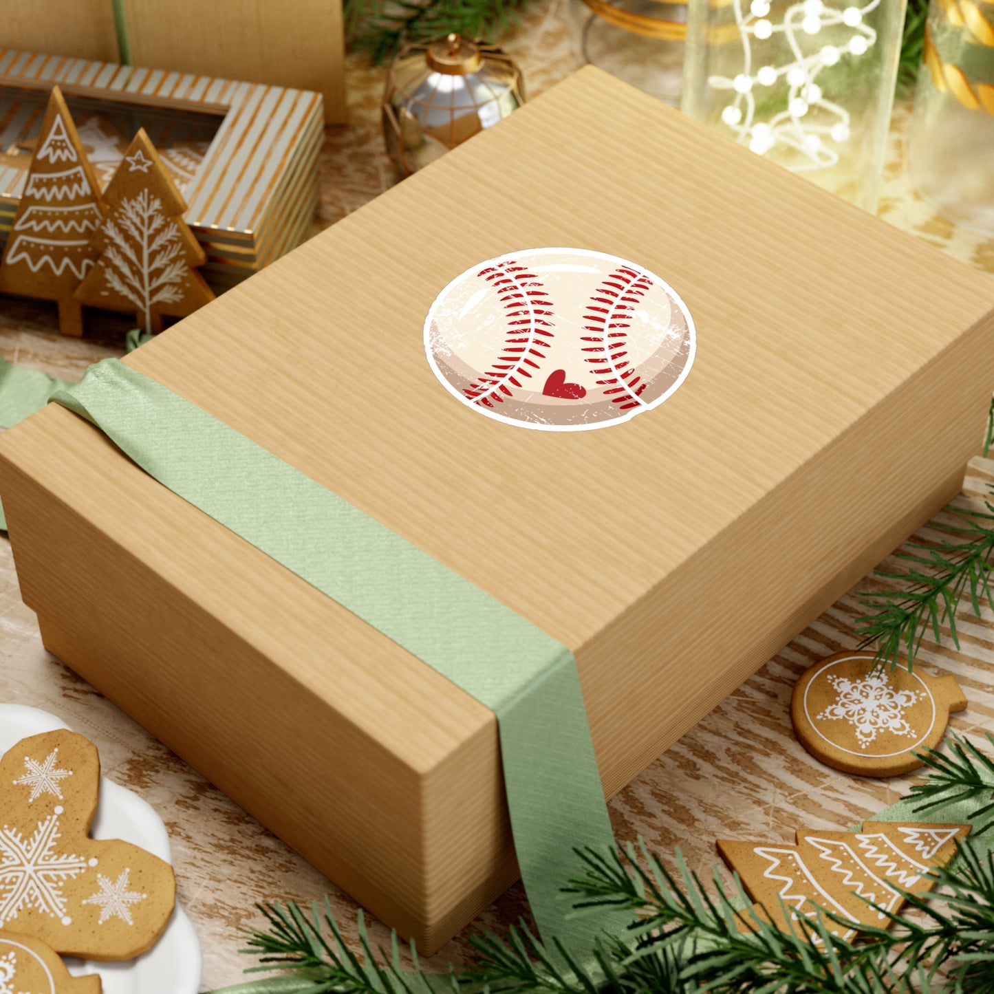 Vintage Baseball Heart Kiss-Cut Stickers for Sports Lovers