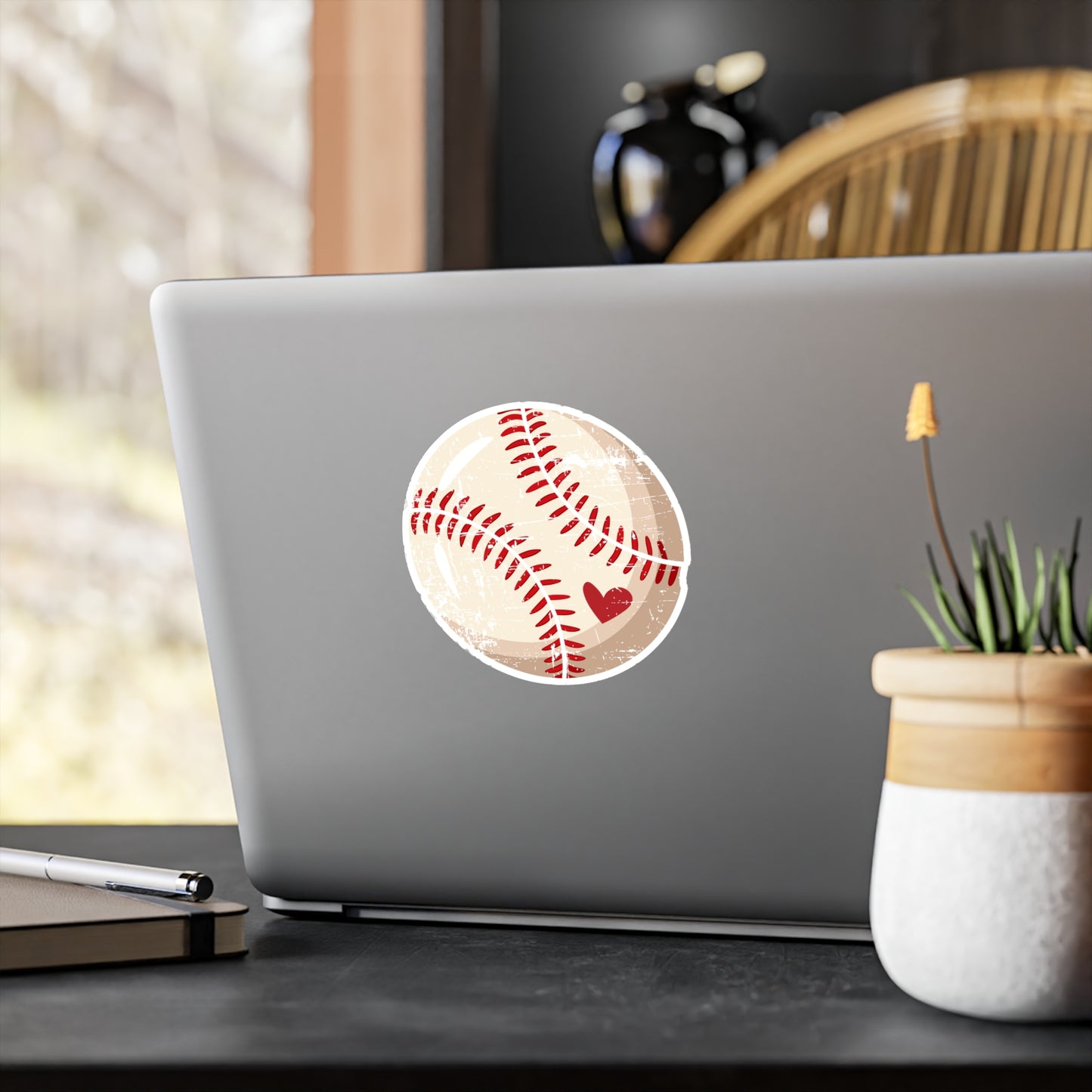 Vintage Baseball Heart Kiss-Cut Stickers for Sports Lovers