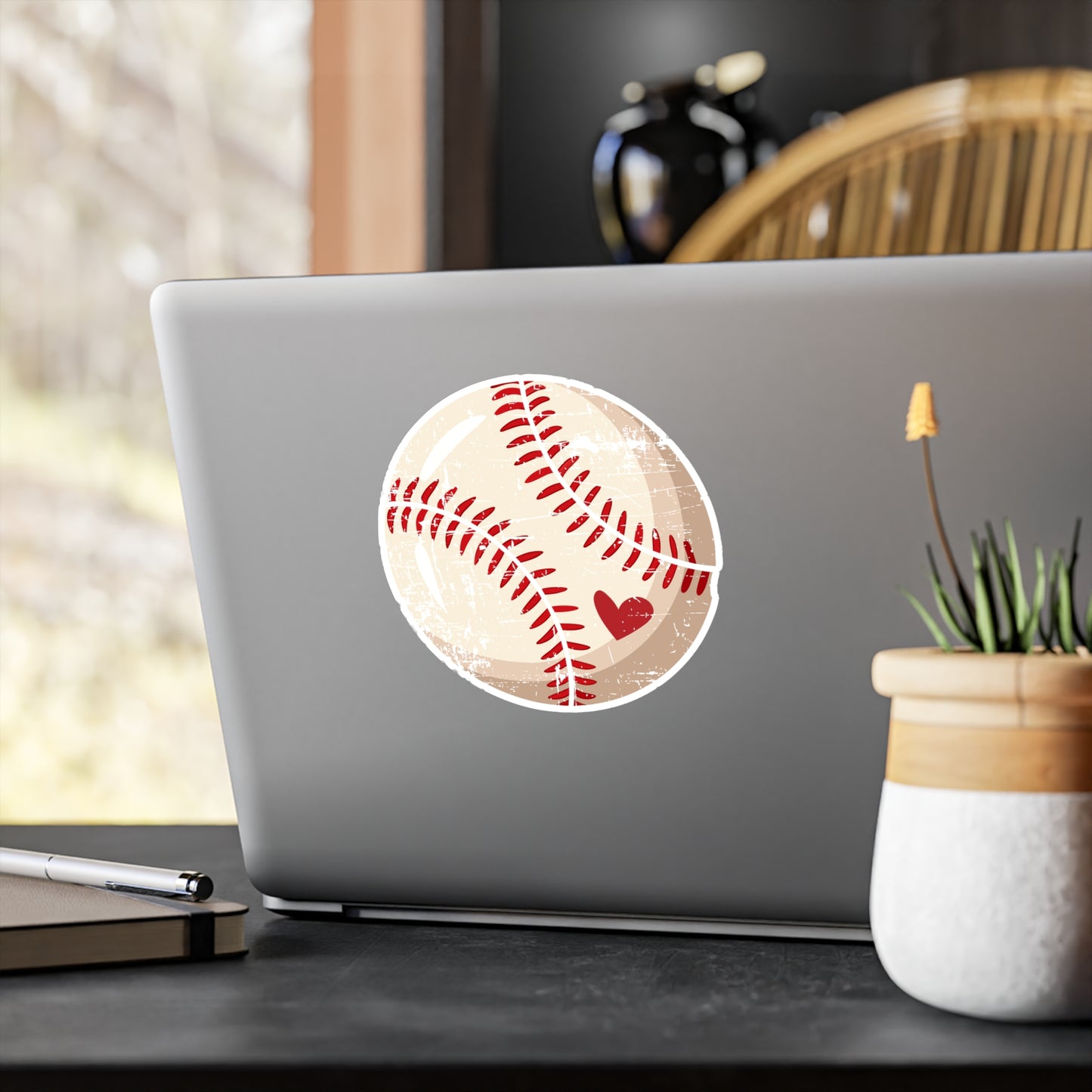 Vintage Baseball Heart Kiss-Cut Stickers for Sports Lovers