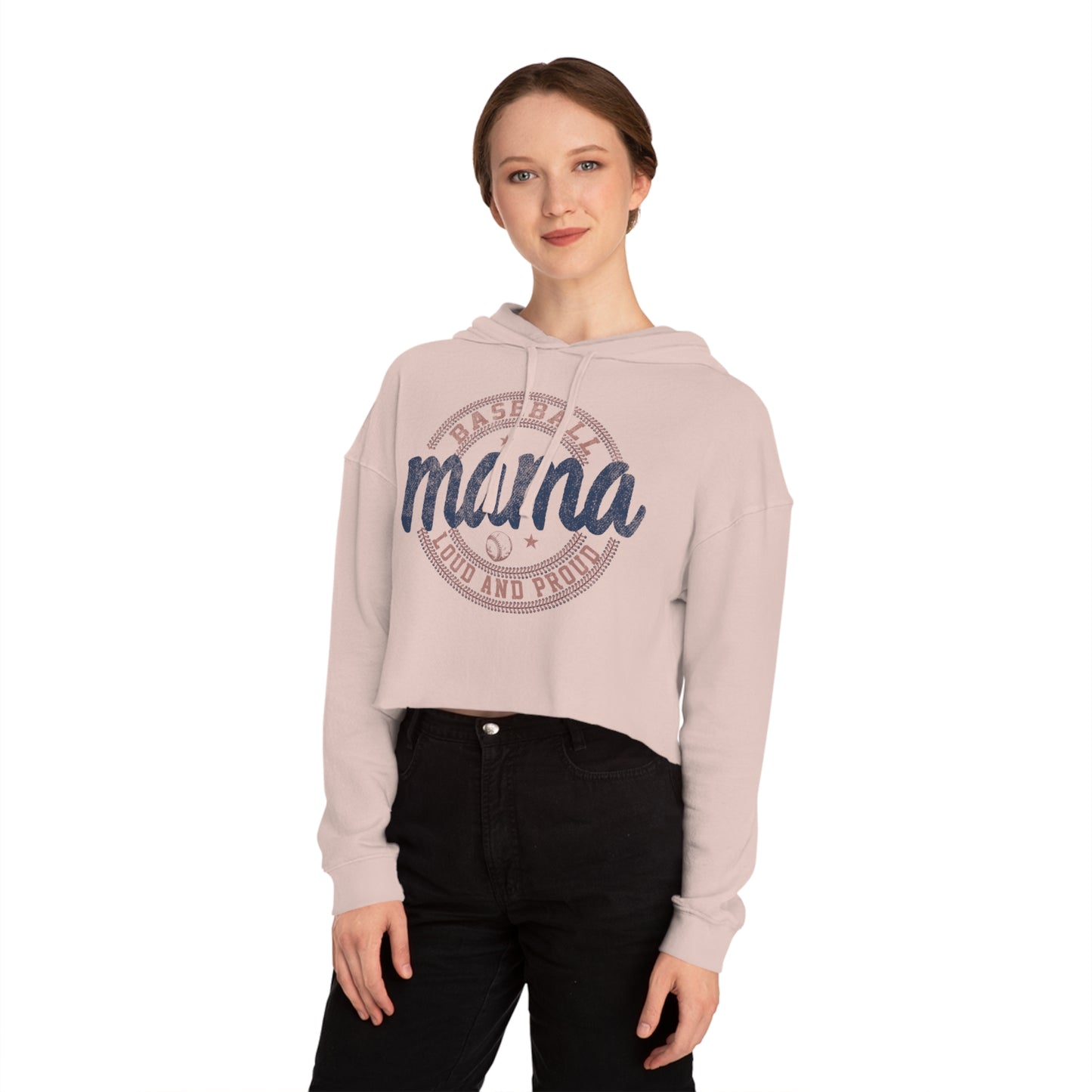 Baseball Mama Cropped Hooded Sweatshirt - Loud and Proud for Moms