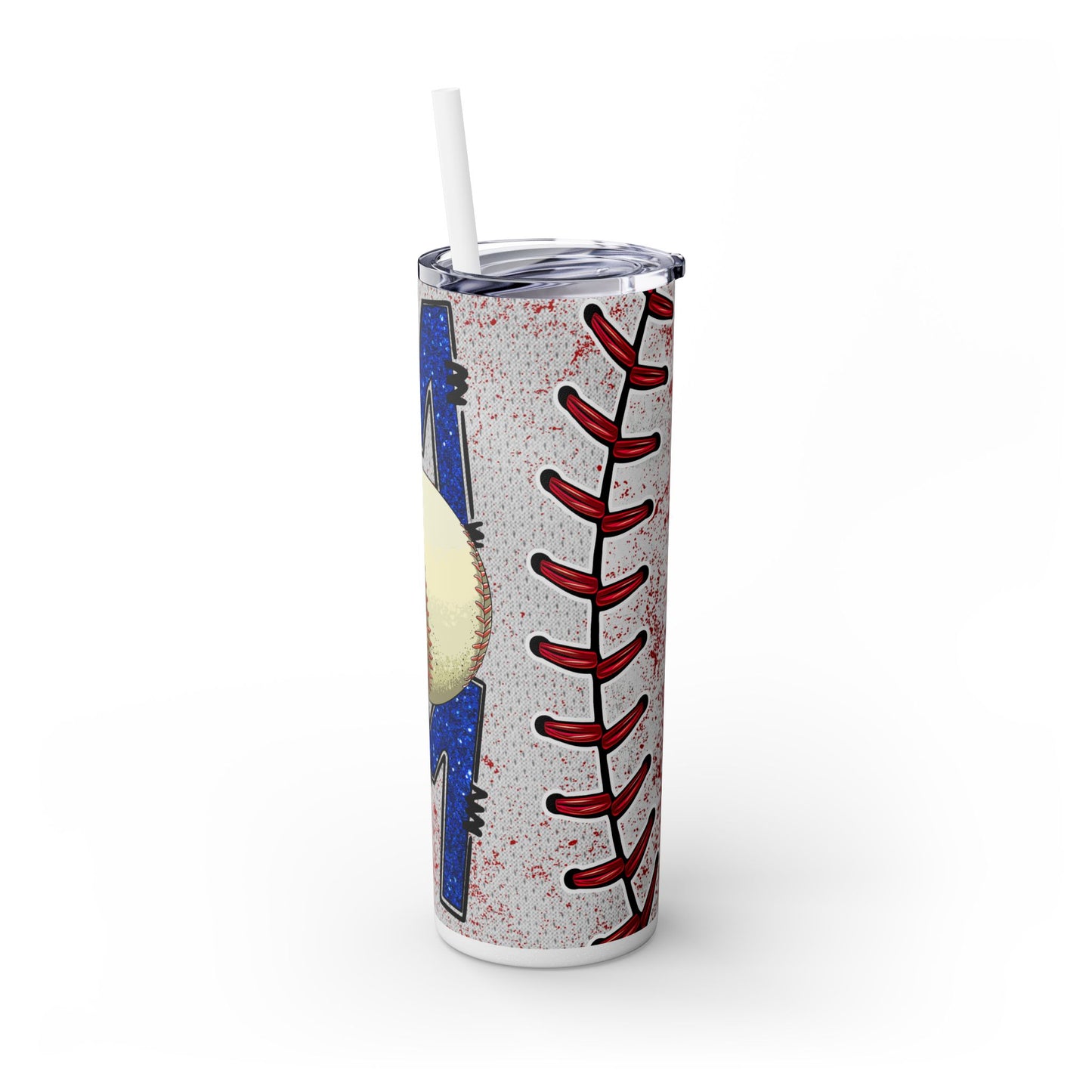 Baseball Mom Skinny Tumbler with Straw – Perfect for Sports Fans