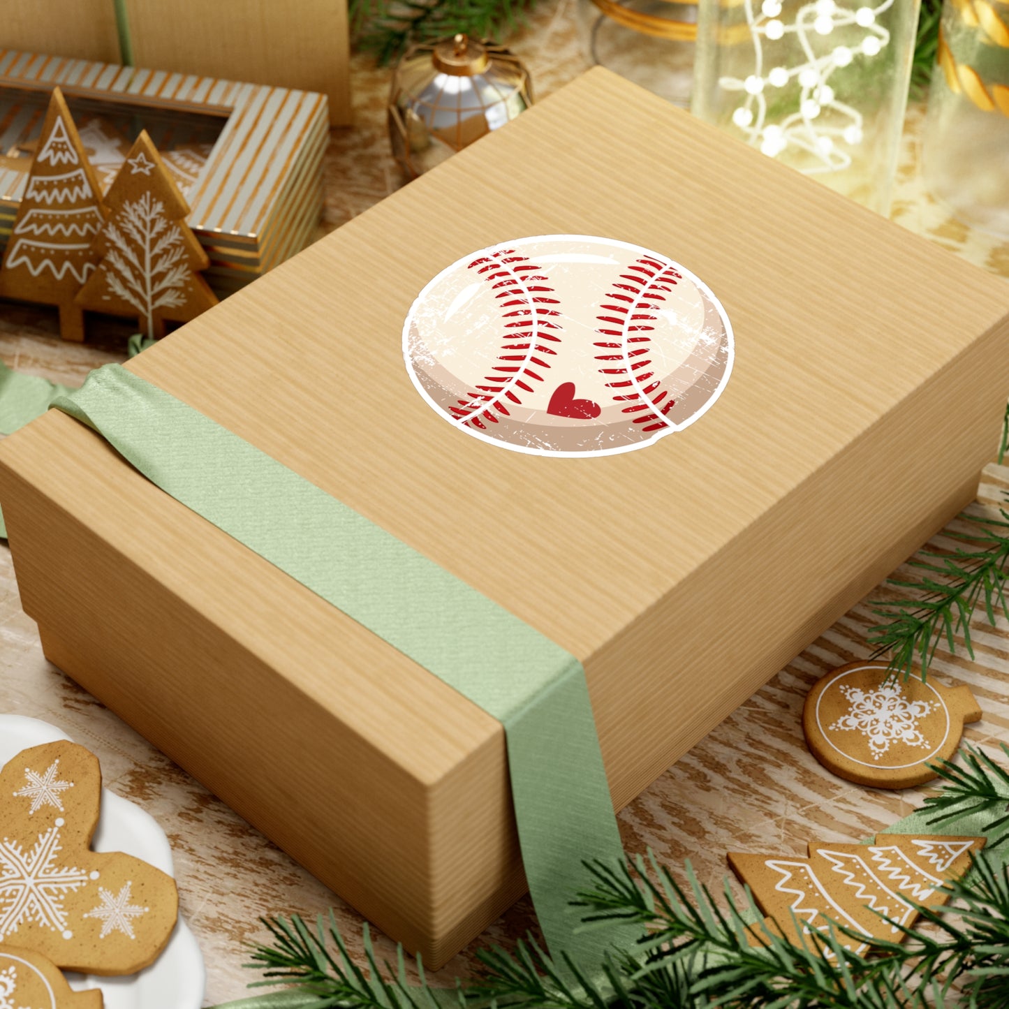 Vintage Baseball Heart Kiss-Cut Stickers for Sports Lovers