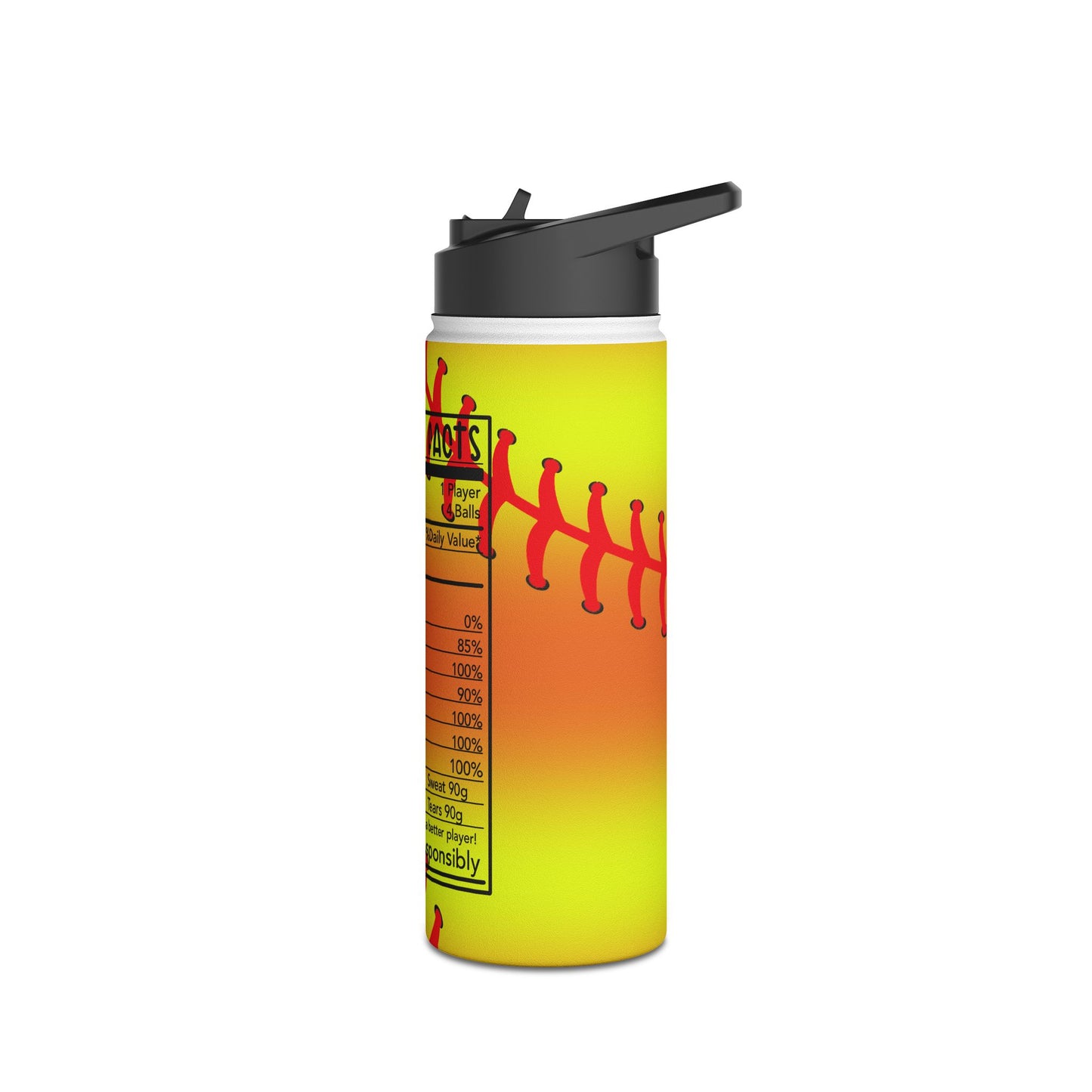 Softball-Themed Stainless Steel Water Bottle - Play Responsibly