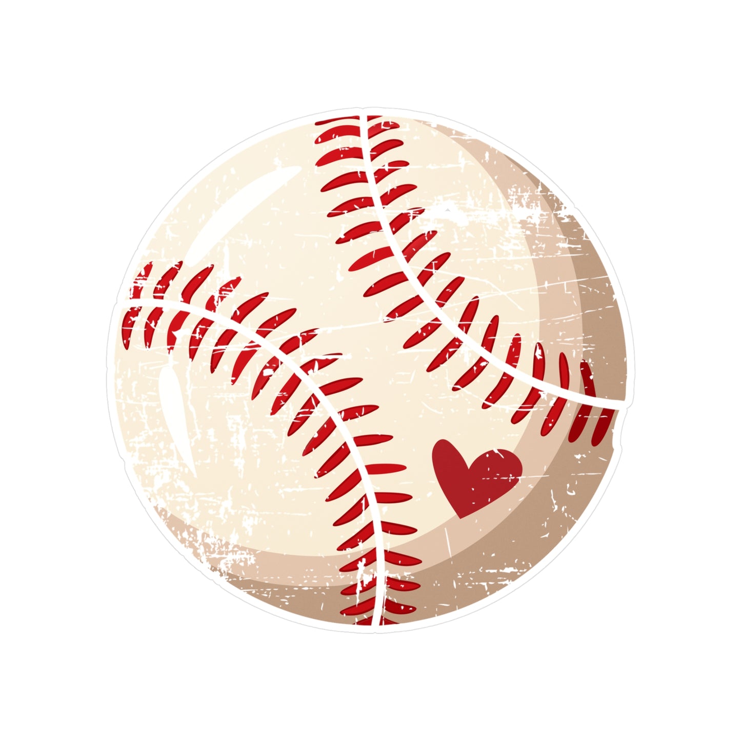 Vintage Baseball Heart Kiss-Cut Stickers for Sports Lovers