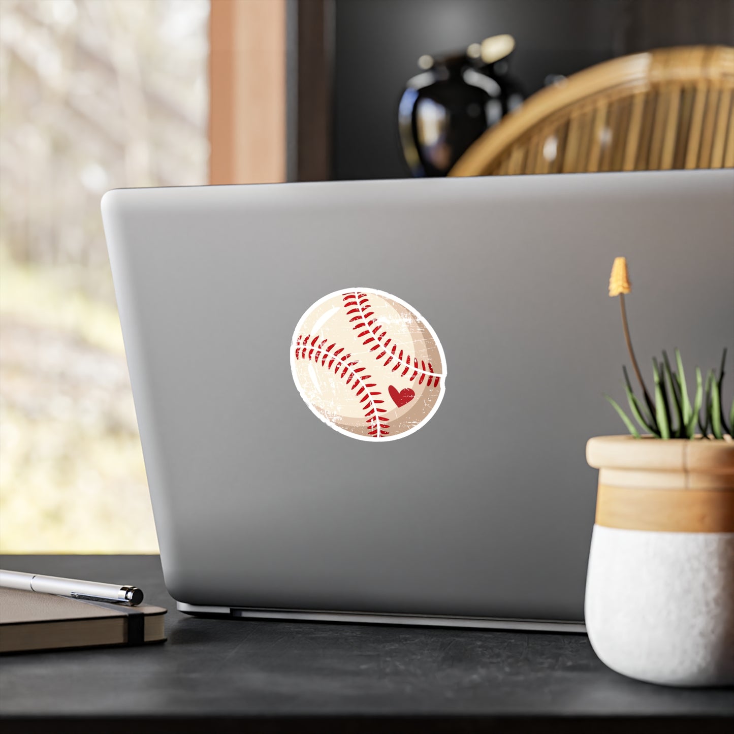 Vintage Baseball Heart Kiss-Cut Stickers for Sports Lovers