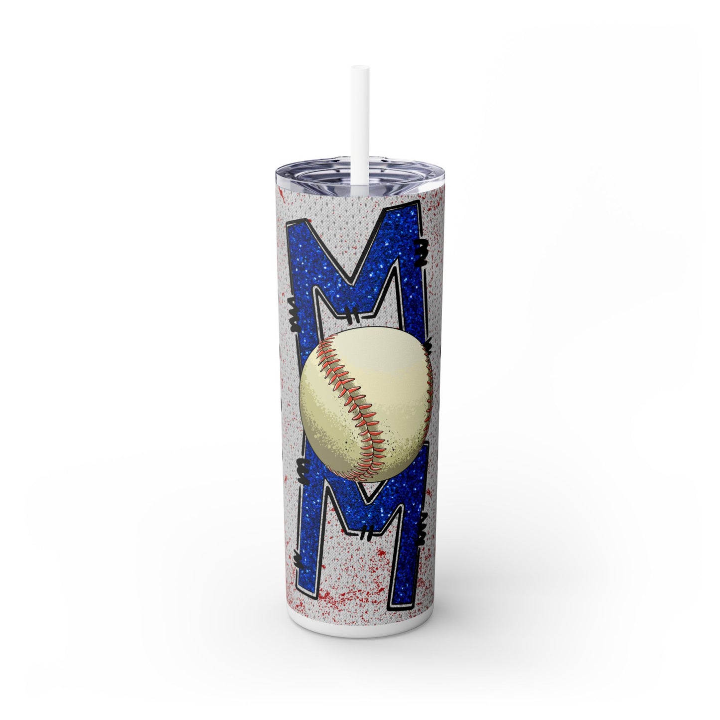 Baseball Mom Skinny Tumbler with Straw – Perfect for Sports Fans