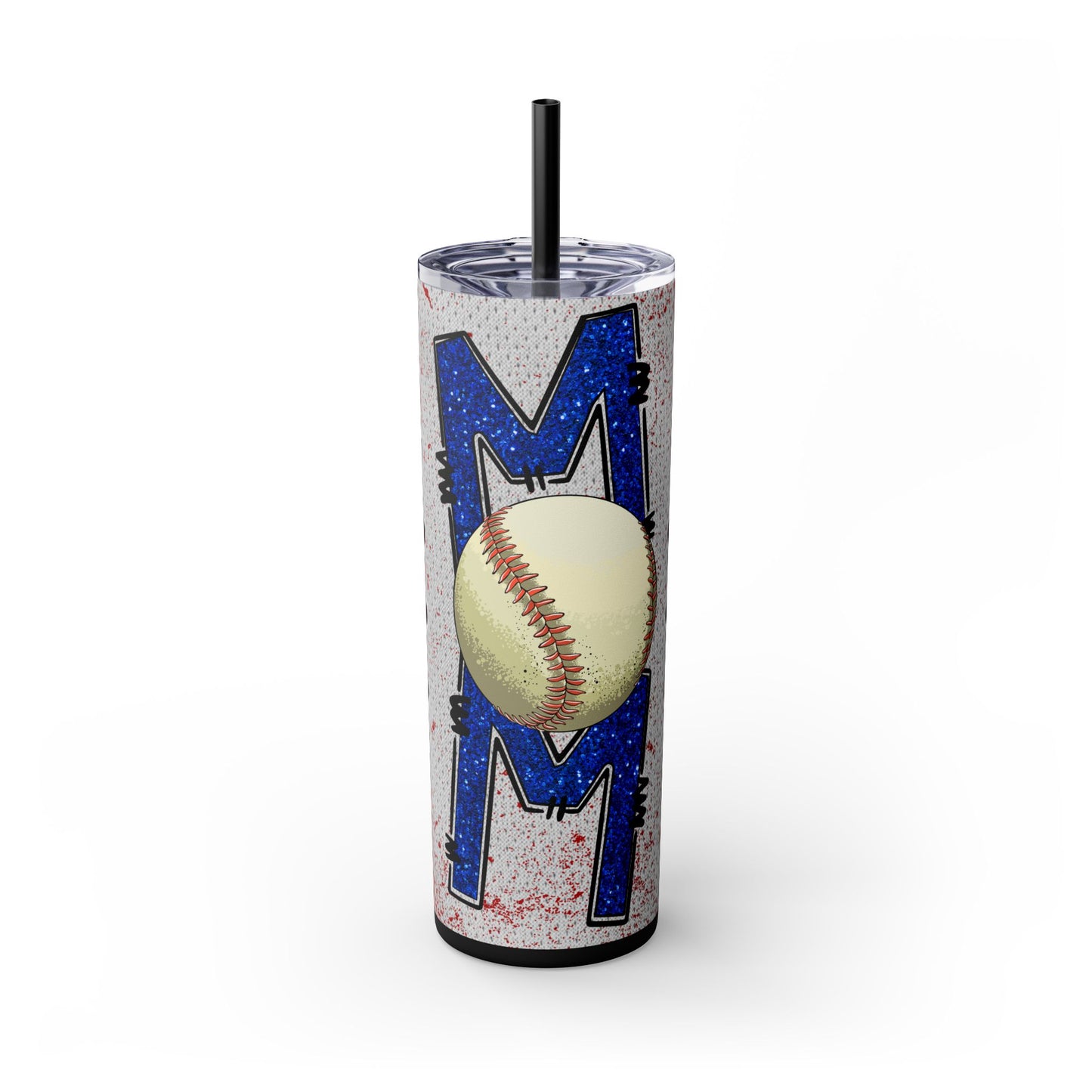 Baseball Mom Skinny Tumbler with Straw – Perfect for Sports Fans