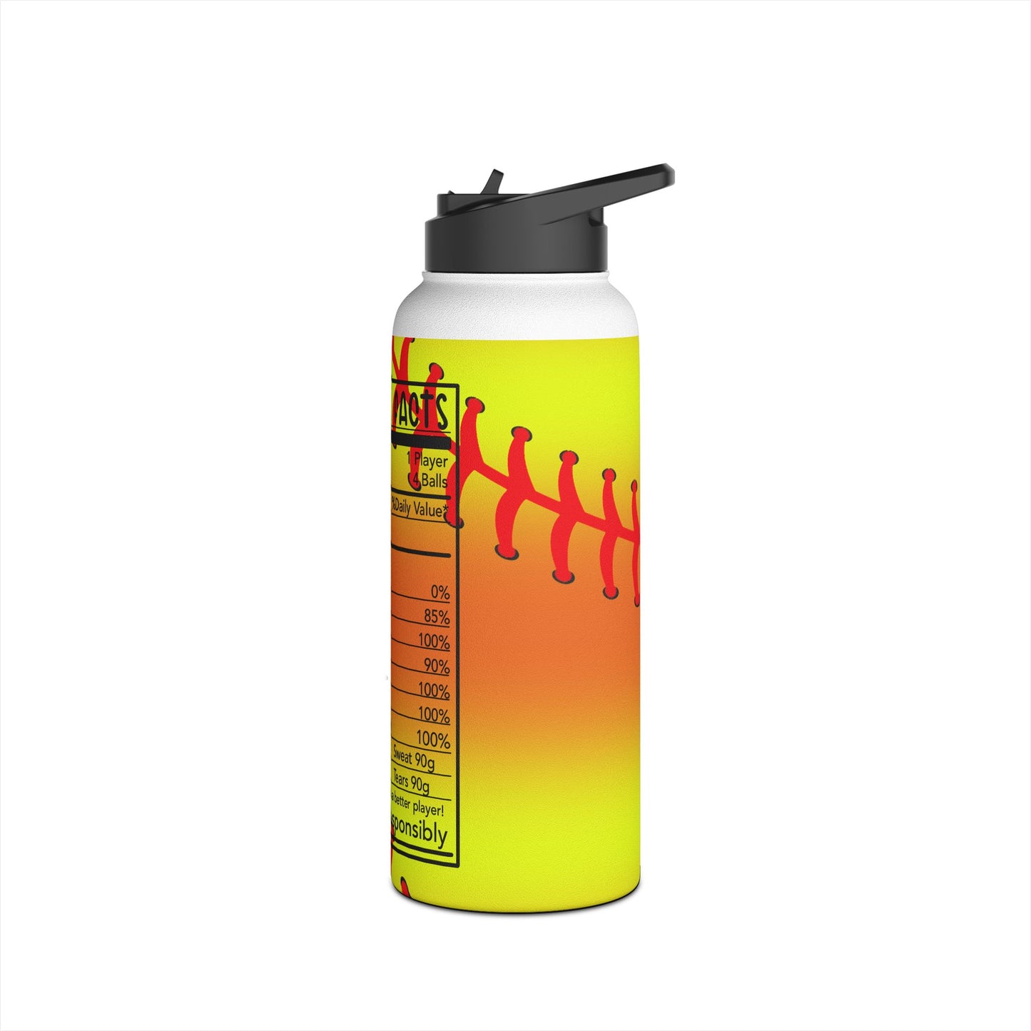 Softball-Themed Stainless Steel Water Bottle - Play Responsibly