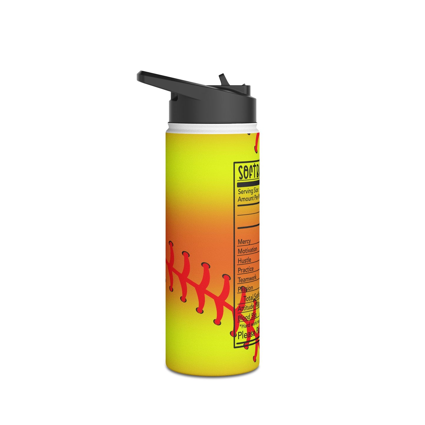 Softball-Themed Stainless Steel Water Bottle - Play Responsibly