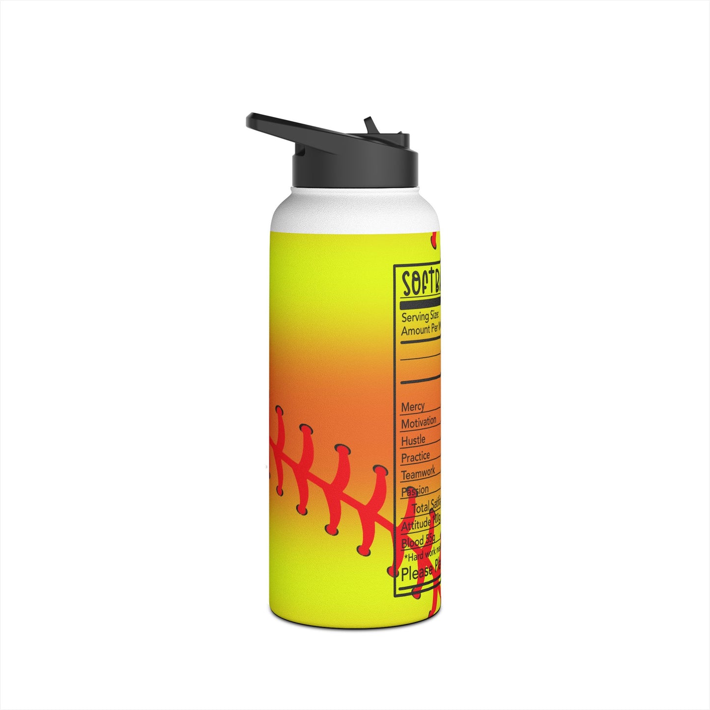 Softball-Themed Stainless Steel Water Bottle - Play Responsibly