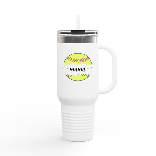 Mama Softball Insulated Travel Mug - 40oz - Perfect Gift for Sports Moms
