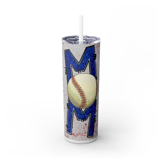 Baseball Mom Skinny Tumbler with Straw – Perfect for Sports Fans