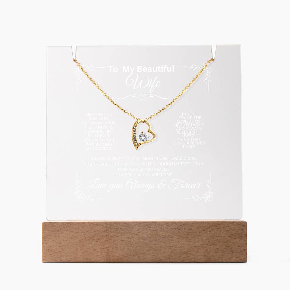 To My Beautiful Wife Acrylic Plaque and Forever Necklace